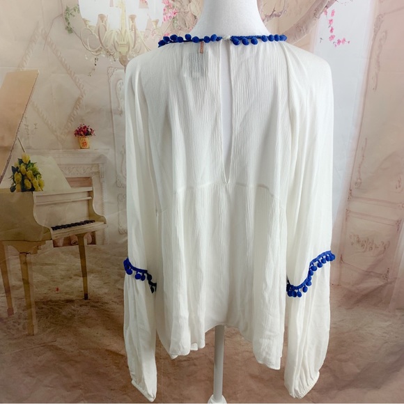 MIZA Pom Pom Peasant Sieanna Blouse - Picture 7 of 11